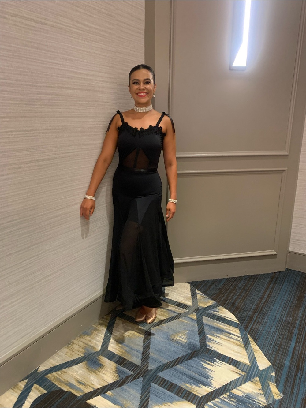 Black Smooth/Standard Ballroom Dress - Picture 2 of 2
